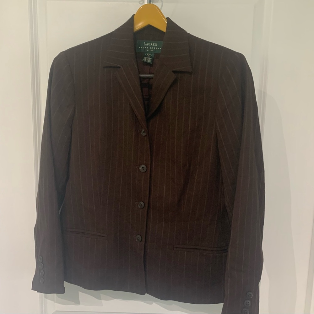 Ralph Lauren Ladies Chocolate Pinstripe Blazer A8
